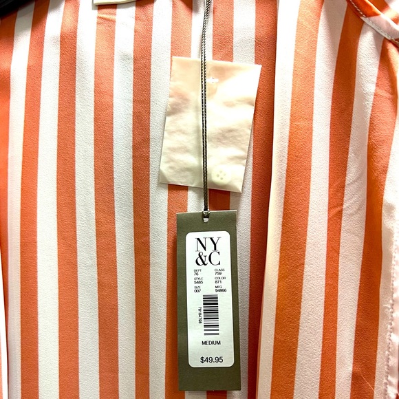 NWT Eva Mendes by New York & Company Coral/White Striped Sleeveless Blouse - Picture 5 of 8
